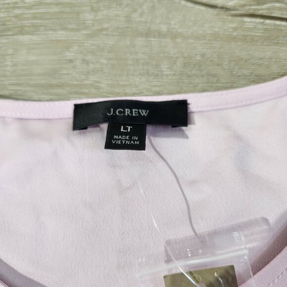 J Crew Pink Puff Sleeve Keyhole Neckline Crepe Top Blouse BL712 Women Size T L - Picture 7 of 15